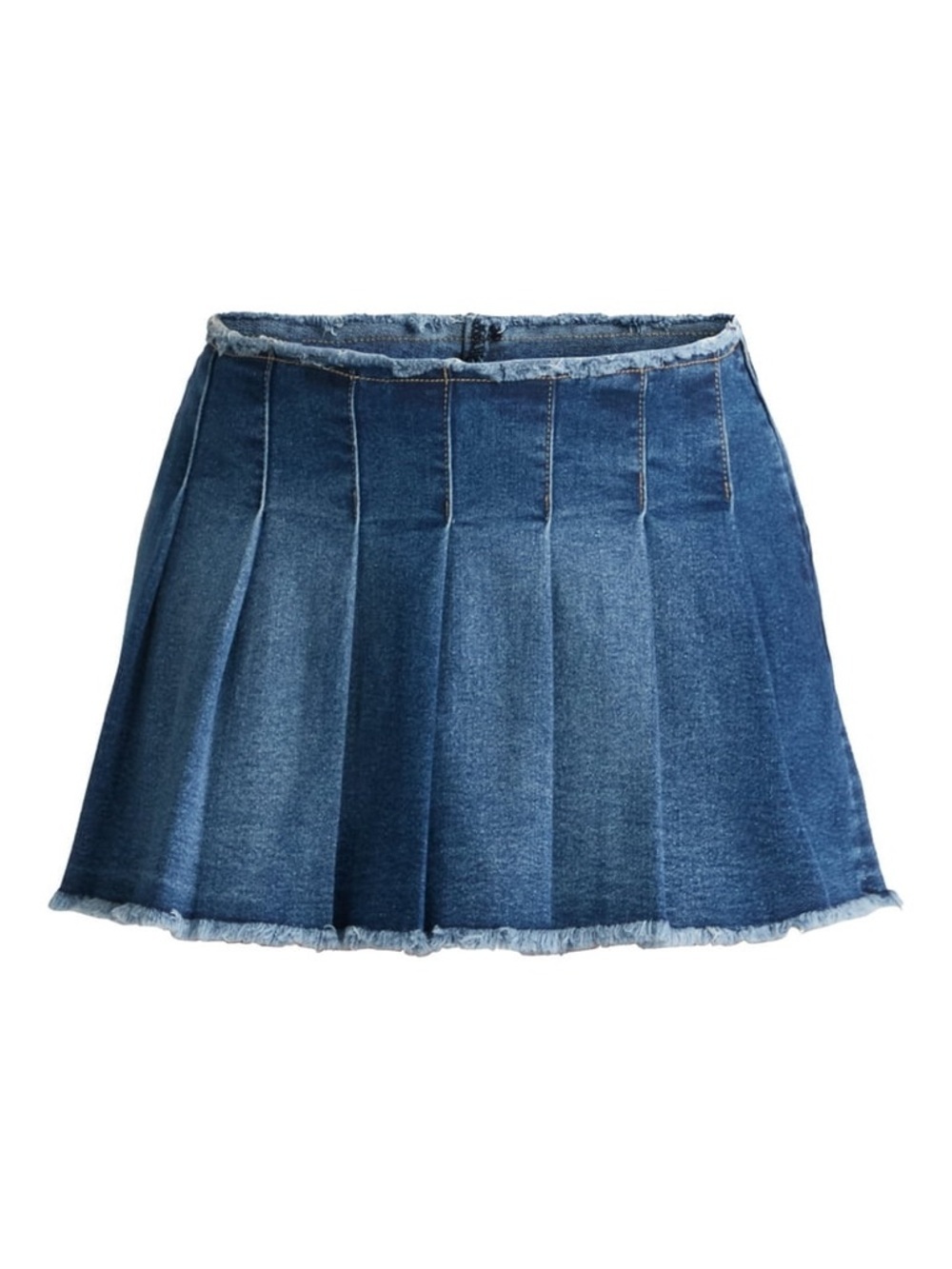 Madden NYC Frayed Raw Hem Pleated Denim Y2K 2000s Aesthetic Mini Skort S